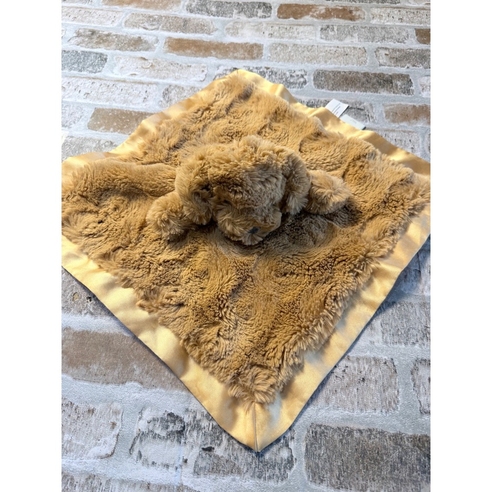 Cloud Island Puppy Dog Baby Security Blanket Lovey Tan Faux Fur‎ Satin SWBP22018